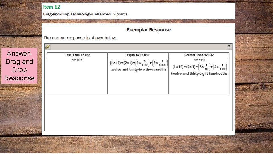 Answer. Drag and Drop Response 