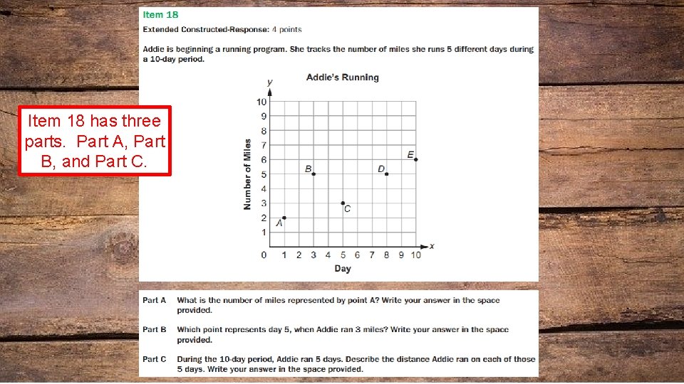 Item 18 has three parts. Part A, Part B, and Part C. 