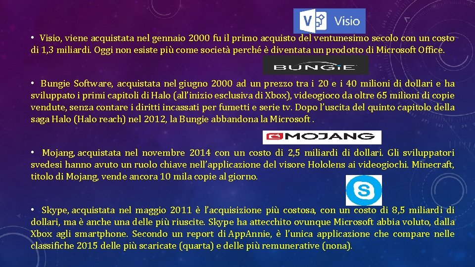  • Visio, viene acquistata nel gennaio 2000 fu il primo acquisto del ventunesimo