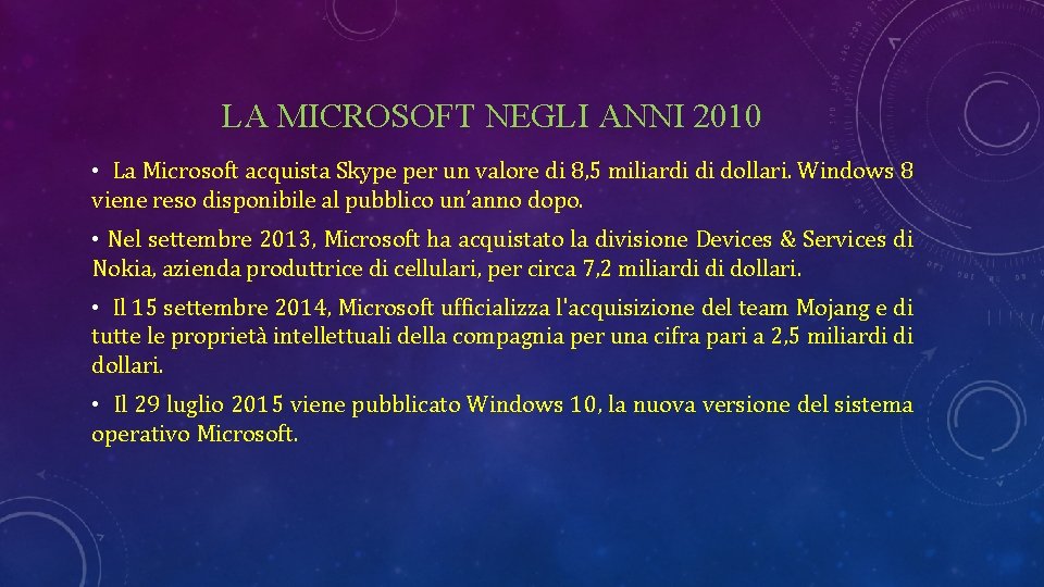 LA MICROSOFT NEGLI ANNI 2010 • La Microsoft acquista Skype per un valore di