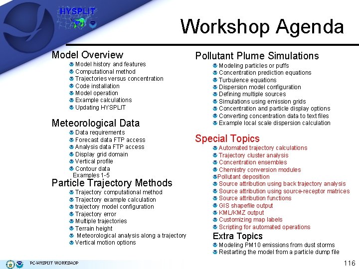 Workshop Agenda Model Overview Model history and features Computational method Trajectories versus concentration Code