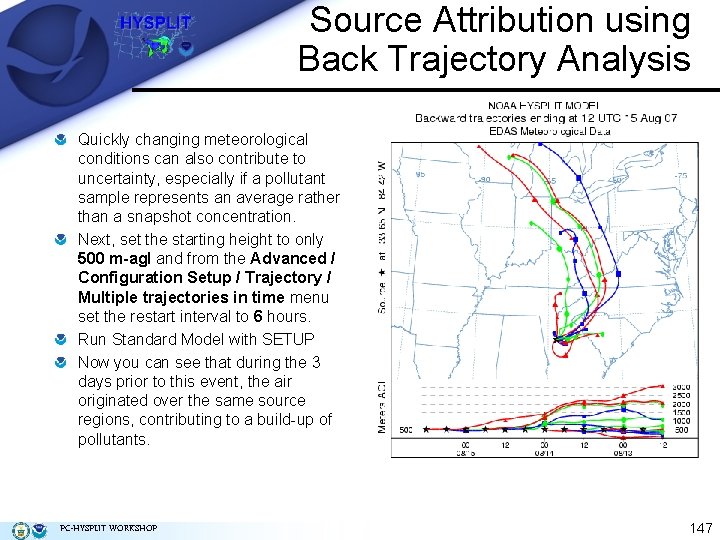 Source Attribution using Back Trajectory Analysis Quickly changing meteorological conditions can also contribute to