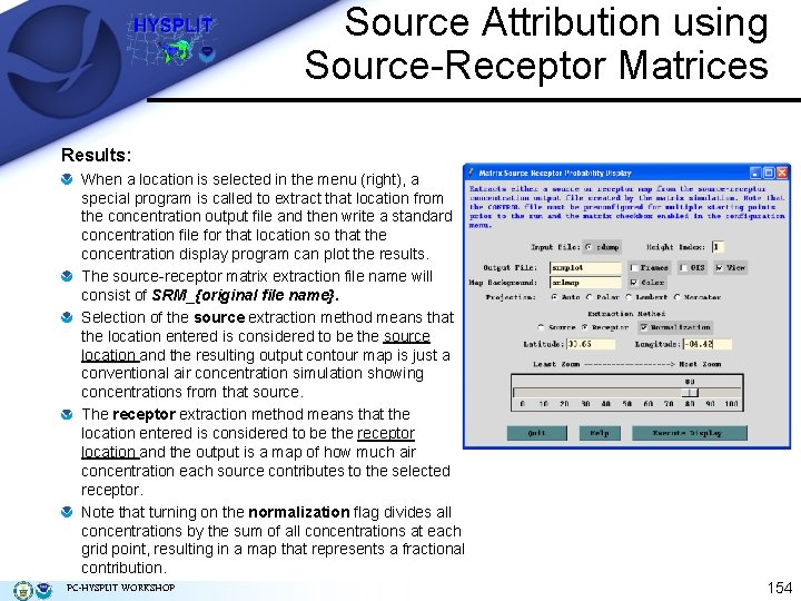 Source Attribution using Source-Receptor Matrices Results: When a location is selected in the menu