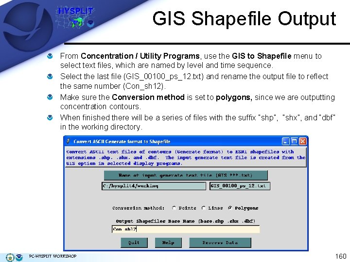 GIS Shapefile Output From Concentration / Utility Programs, use the GIS to Shapefile menu