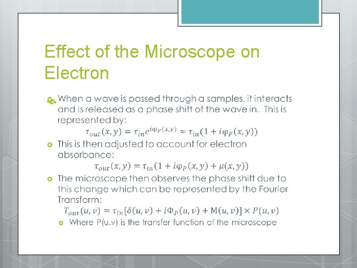 Effect of the Microscope on Electron 