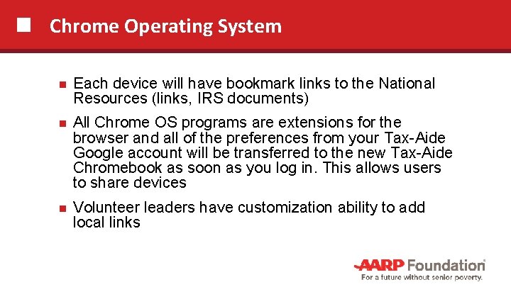 Chrome Operating System Each device will have bookmark links to the National Resources (links,