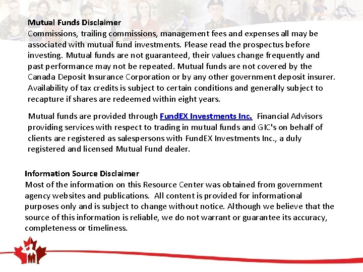 Mutual Funds Disclaimer Commissions, trailing commissions, management fees and expenses all may be associated