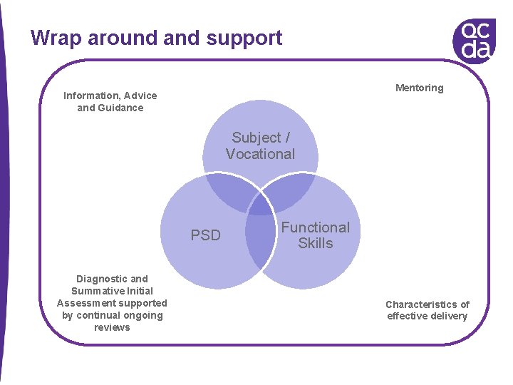 Wrap around and support Mentoring Information, Advice and Guidance Subject / Vocational PSD Diagnostic