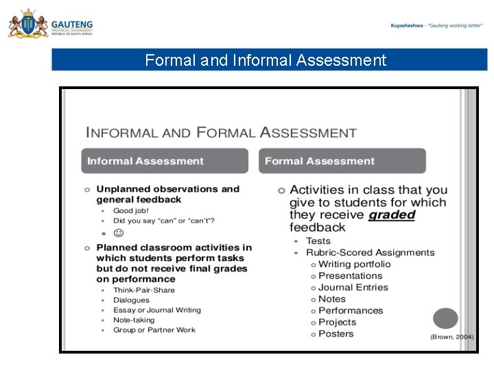 Formal and Informal Assessment 