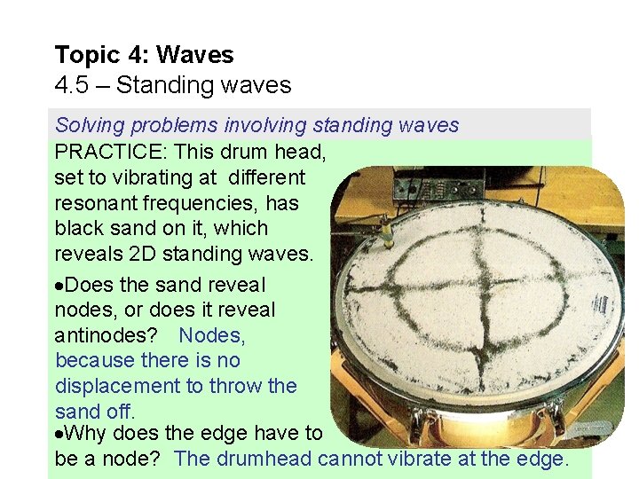 Topic 4: Waves 4. 5 – Standing waves Solving problems involving standing waves PRACTICE: