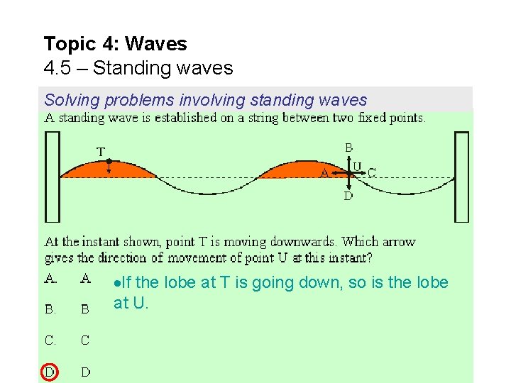 Topic 4: Waves 4. 5 – Standing waves Solving problems involving standing waves If