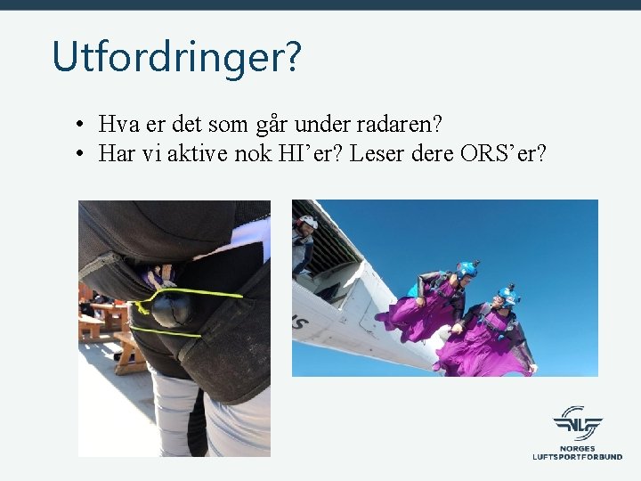 Utfordringer? • Hva er det som går under radaren? • Har vi aktive nok