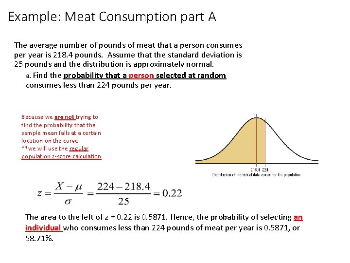 Example: Meat Consumption part A The average number of pounds of meat that a