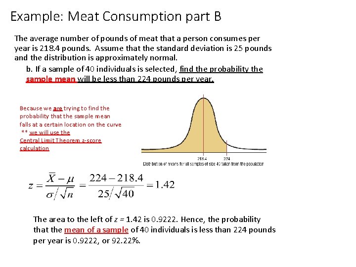 Example: Meat Consumption part B The average number of pounds of meat that a