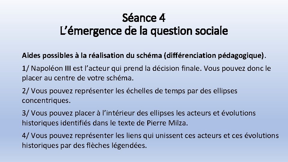 Séance 4 L’émergence de la question sociale Aides possibles à la réalisation du schéma