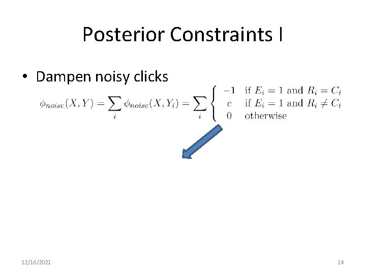 Posterior Constraints I • Dampen noisy clicks 12/16/2021 14 