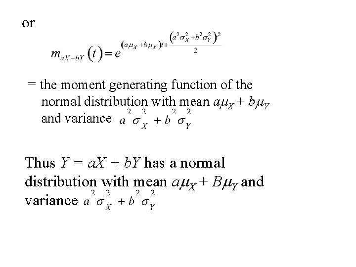 or = the moment generating function of the normal distribution with mean am. X