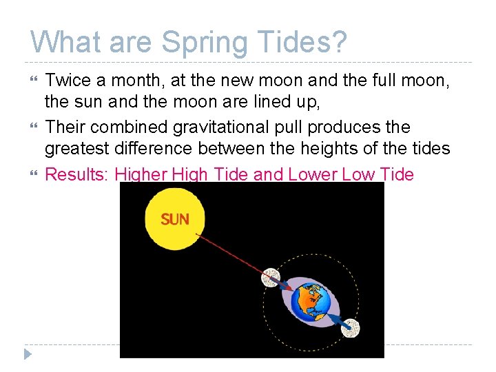 What are Spring Tides? Twice a month, at the new moon and the full