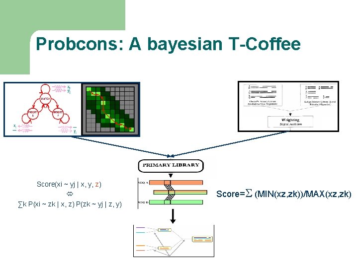 Probcons: A bayesian T-Coffee Score(xi ~ yj | x, y, z) ∑k P(xi ~