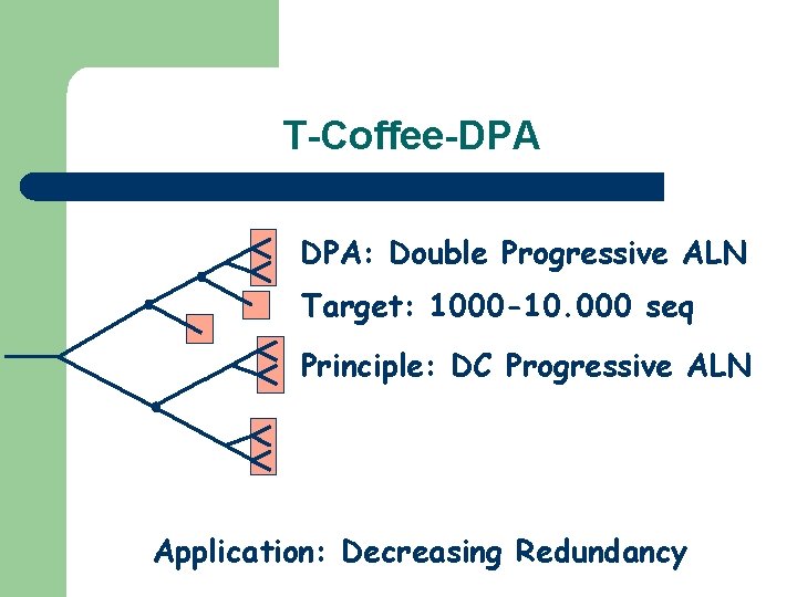 T-Coffee-DPA DPA: Double Progressive ALN Target: 1000 -10. 000 seq Principle: DC Progressive ALN