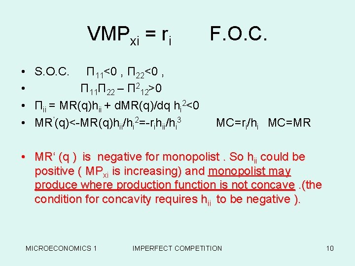 VMPxi = ri • S. O. C. П 11<0 , П 22<0 , •