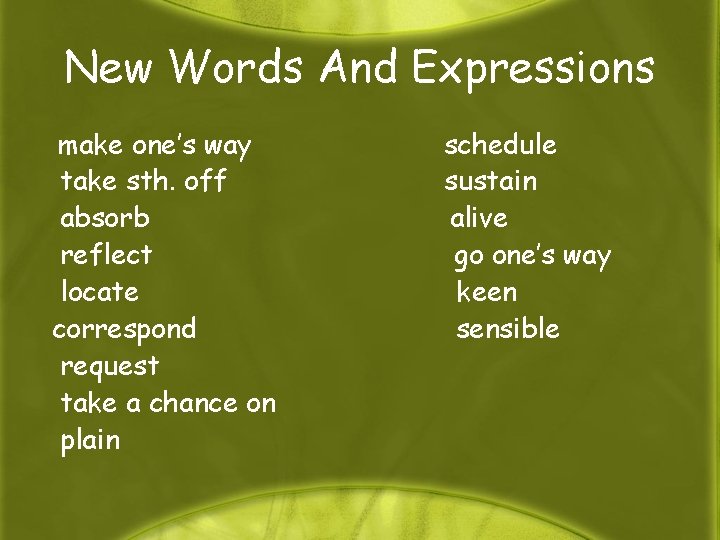 New Words And Expressions make one’s way take sth. off absorb reflect locate correspond