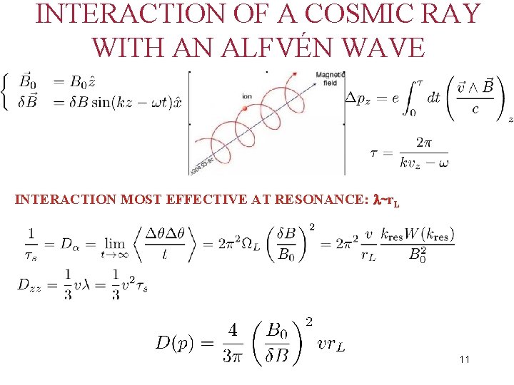 INTERACTION OF A COSMIC RAY WITH AN ALFVÉN WAVE INTERACTION MOST EFFECTIVE AT RESONANCE: