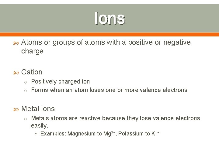 Ionic Compounds and Metals Chapter 7 7 1