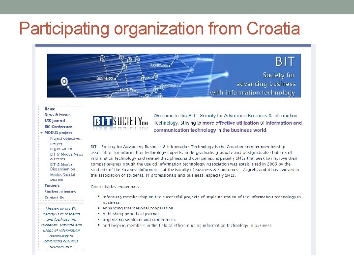 Participating organization from Croatia 