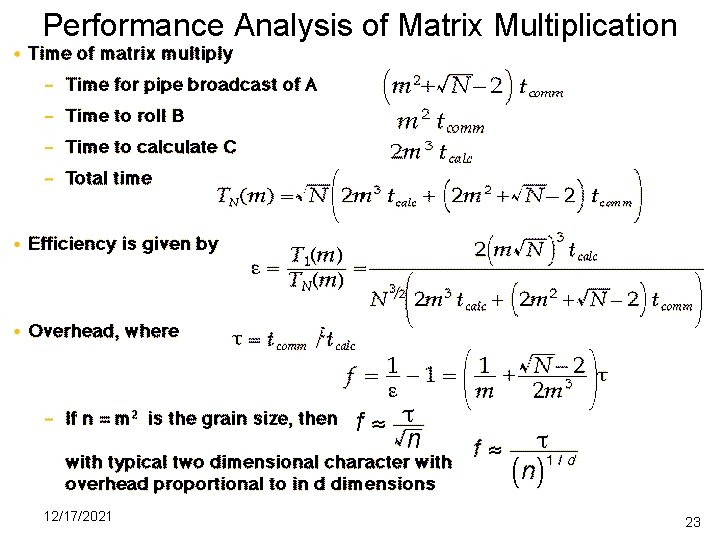 Performance Analysis of Matrix Multiplication 12/17/2021 23 