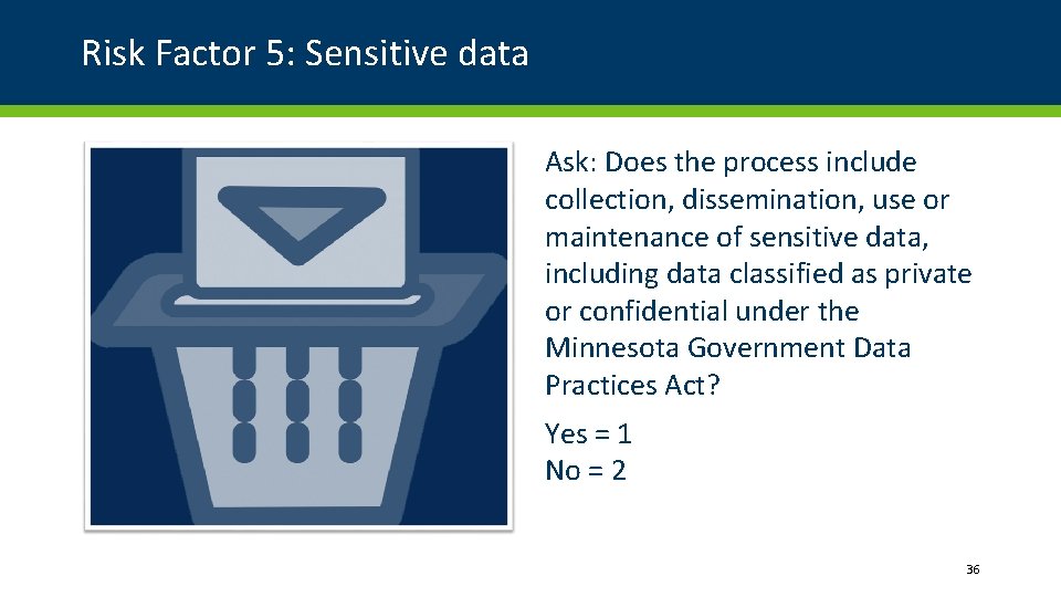 Risk Factor 5: Sensitive data Ask: Does the process include collection, dissemination, use or Risk Factor 5: Sensitive data Ask: Does the process include collection, dissemination, use or