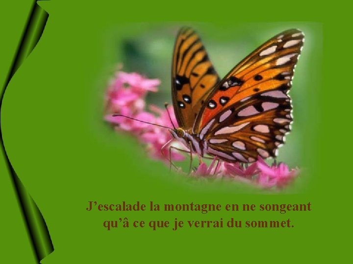 J’escalade la montagne en ne songeant qu’â ce que je verrai du sommet. 