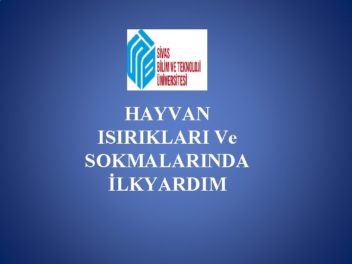 HAYVAN ISIRIKLARI Ve SOKMALARINDA İLKYARDIM 