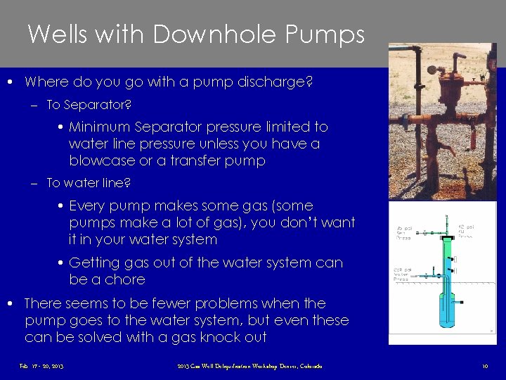 Wells with Downhole Pumps • Where do you go with a pump discharge? –