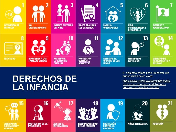 DERECHOS DE LA INFANCIA El siguiente enlace tiene un póster que puede utilizarse en