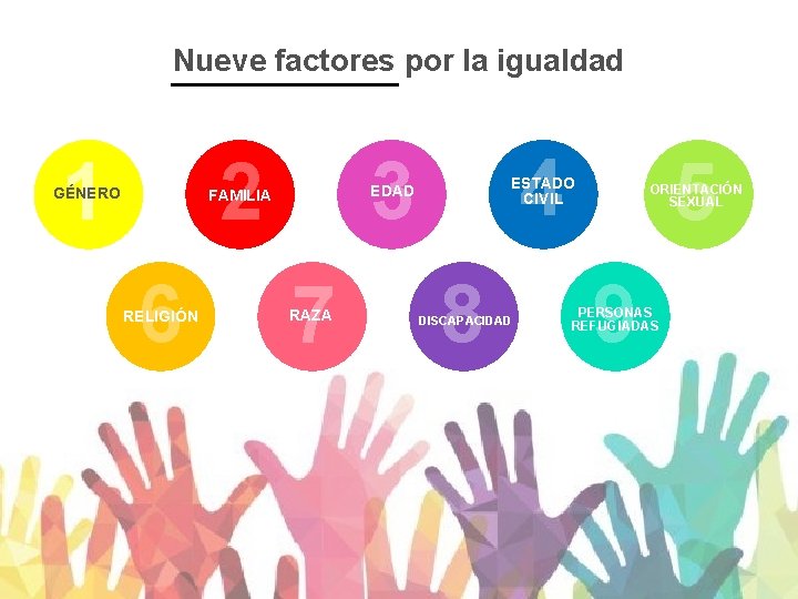 Nueve factores por la igualdad 1 6 7 RAZA 5 ESTADO CIVIL EDAD FAMILIA