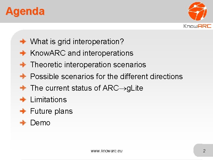 Agenda What is grid interoperation? Know. ARC and interoperations Theoretic interoperation scenarios Possible scenarios