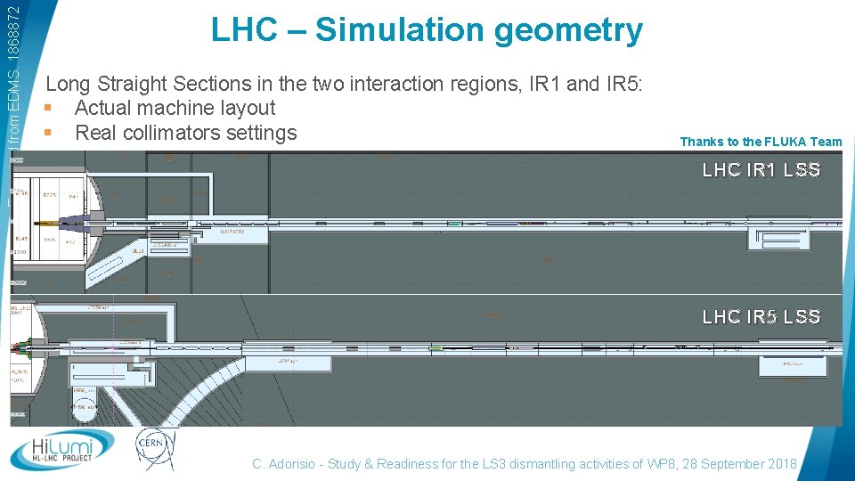 Extracted from EDMS. 1868872 LHC – Simulation geometry Long Straight Sections in the two