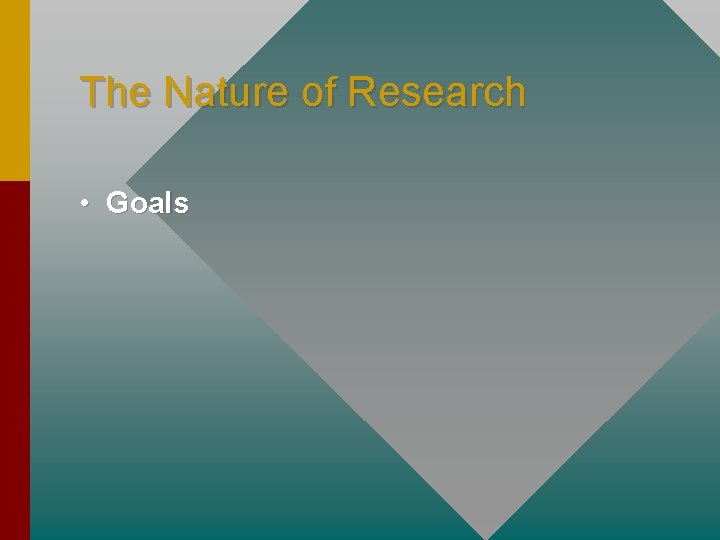 The Nature of Research • Goals 