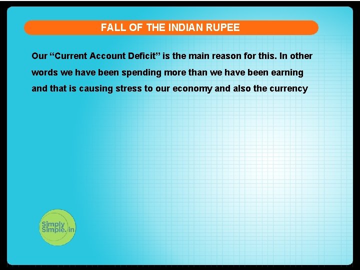 FALL OF THE INDIAN RUPEE Our “Current Account Deficit” is the main reason for