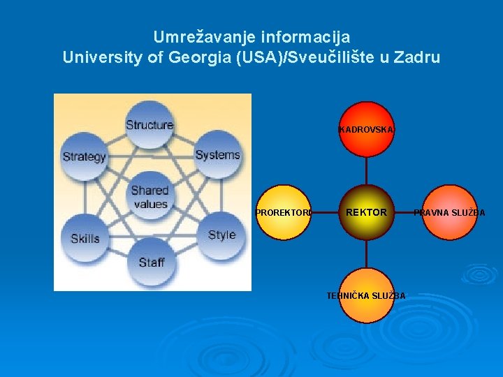 Umrežavanje informacija University of Georgia (USA)/Sveučilište u Zadru KADROVSKA PROREKTORI REKTOR TEHNIČKA SLUŽBA PRAVNA