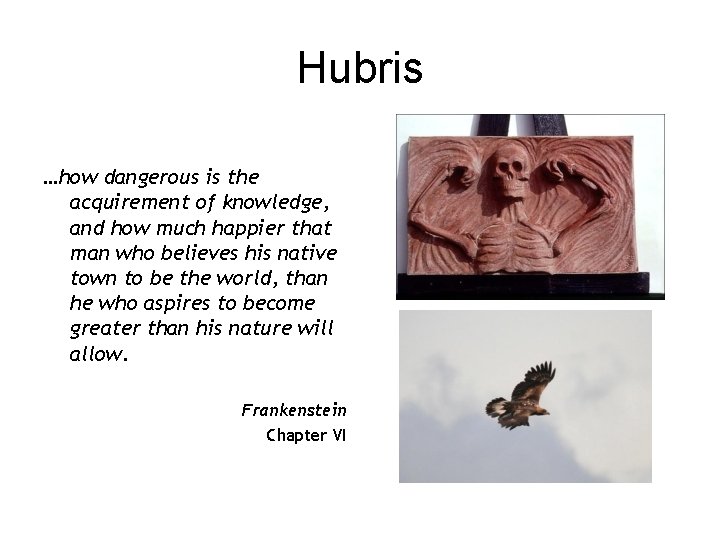 Hubris …how dangerous is the acquirement of knowledge, and how much happier that man Hubris …how dangerous is the acquirement of knowledge, and how much happier that man