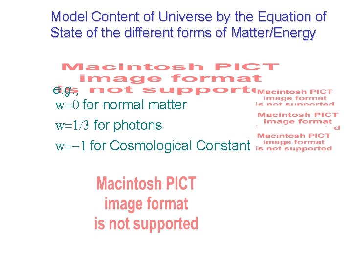 Model Content of Universe by the Equation of State of the different forms of