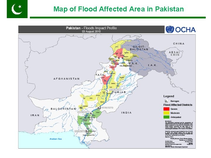Map of Flood Affected Area in Pakistan 