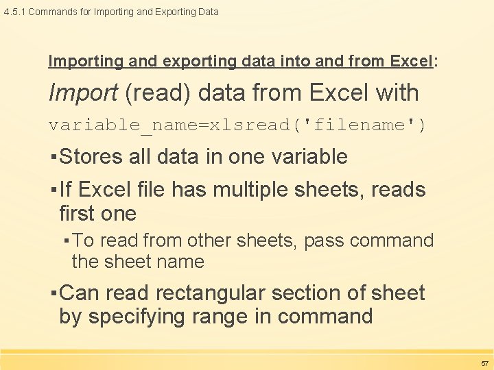 4. 5. 1 Commands for Importing and Exporting Data Importing and exporting data into 4. 5. 1 Commands for Importing and Exporting Data Importing and exporting data into
