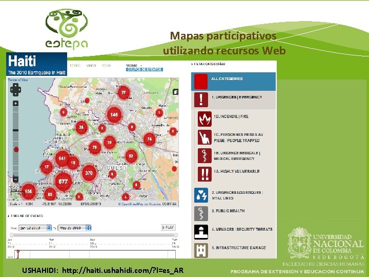 Mapas participativos utilizando recursos Web USHAHIDI: http: //haiti. ushahidi. com/? l=es_AR 