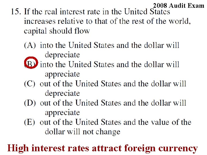 2008 Audit Exam High interest rates attract foreign currency 