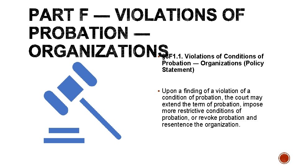 § § 8 F 1. 1. Violations of Conditions of Probation ― Organizations (Policy