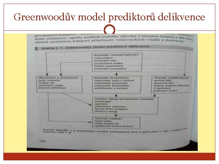 Greenwoodův model prediktorů delikvence 