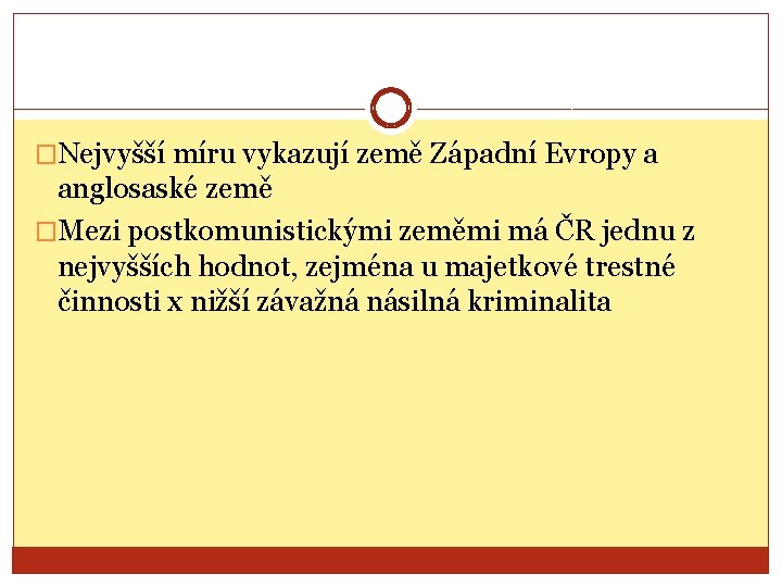 �Nejvyšší míru vykazují země Západní Evropy a anglosaské země �Mezi postkomunistickými zeměmi má ČR